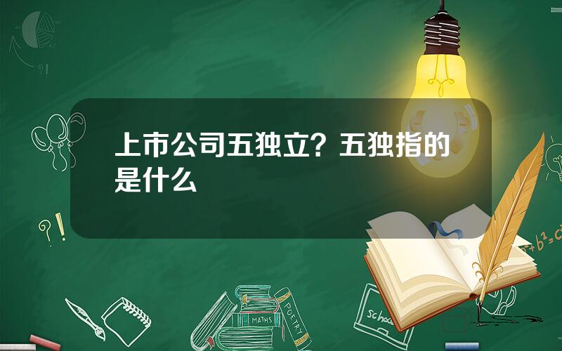 上市公司五独立？五独指的是什么