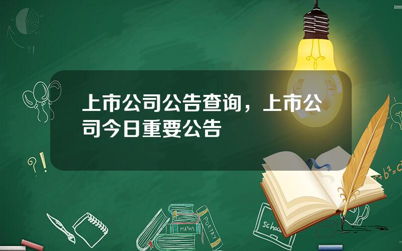 上市公司公告查询，上市公司今日重要公告