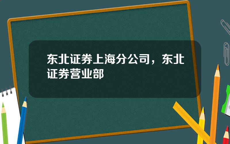 东北证券上海分公司，东北证券营业部