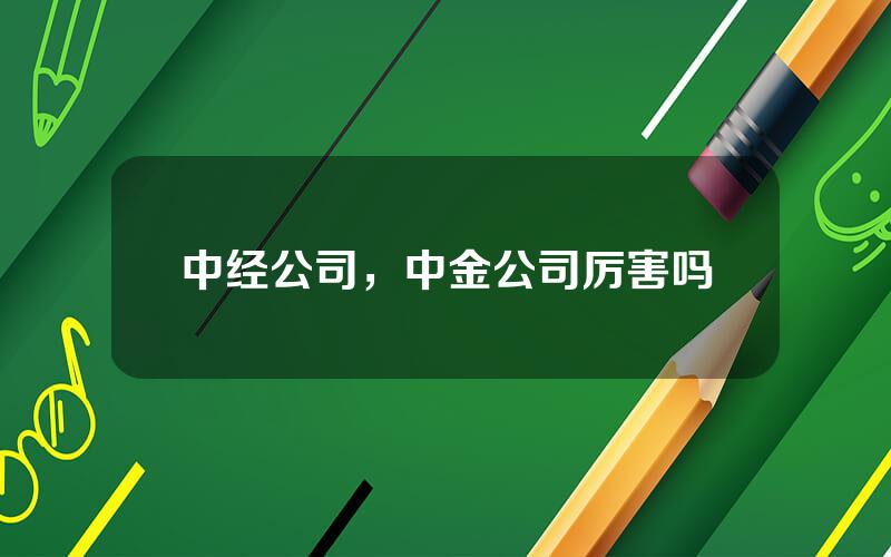 中经公司，中金公司厉害吗