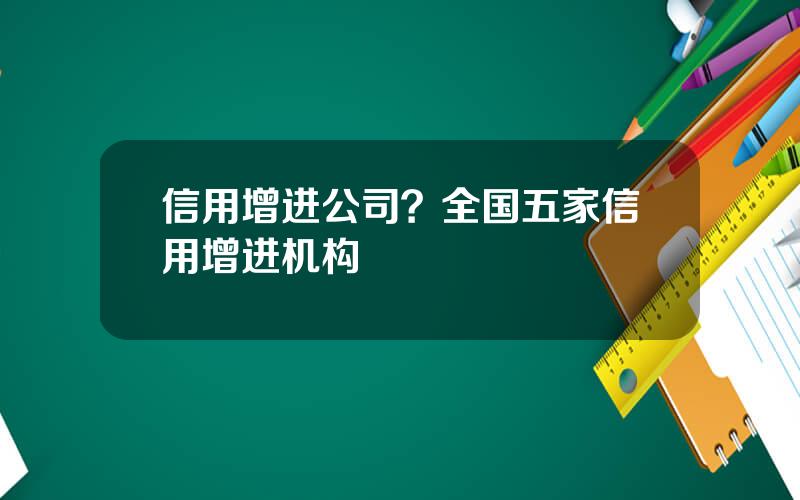 信用增进公司？全国五家信用增进机构