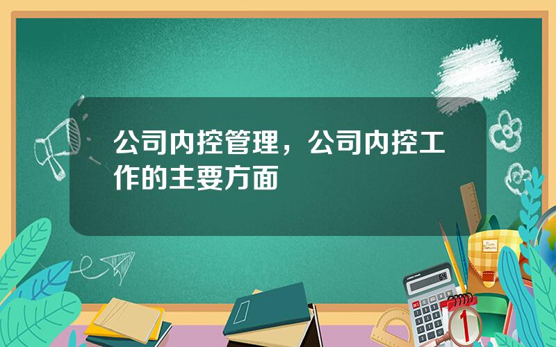 公司内控管理，公司内控工作的主要方面