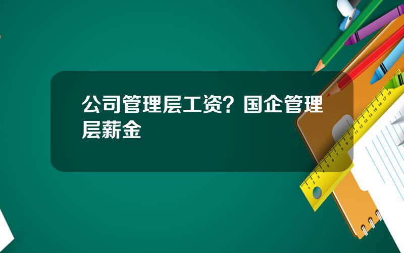 公司管理层工资？国企管理层薪金