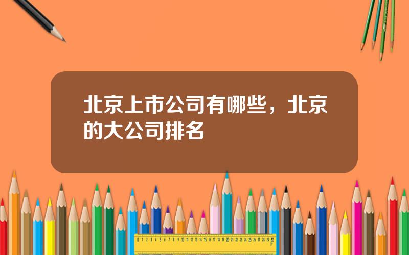 北京上市公司有哪些，北京的大公司排名