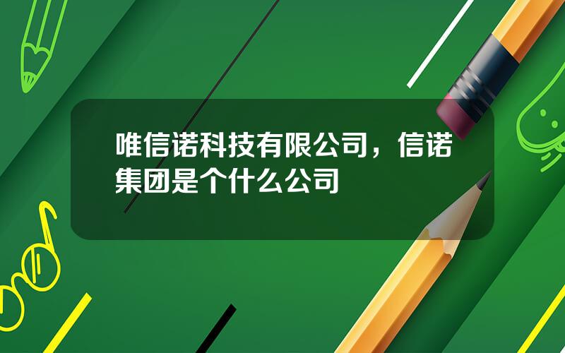 唯信诺科技有限公司，信诺集团是个什么公司