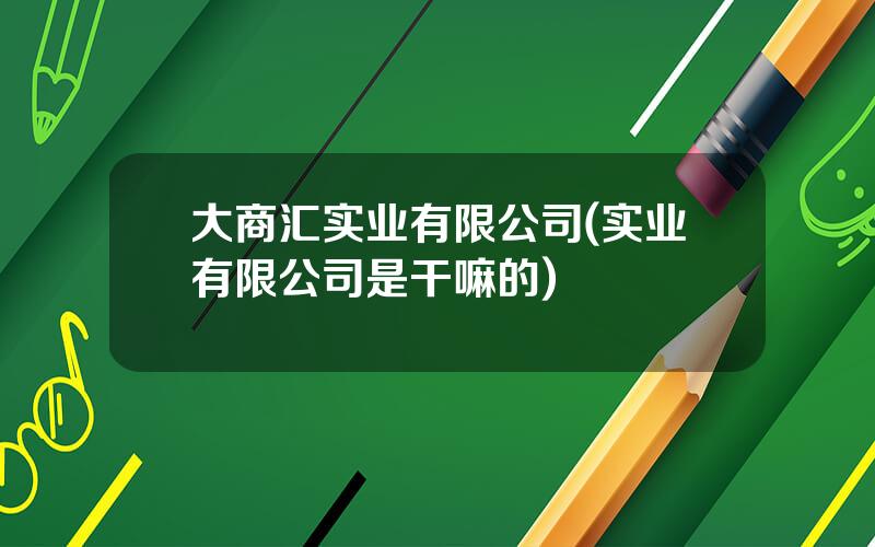 大商汇实业有限公司(实业有限公司是干嘛的)