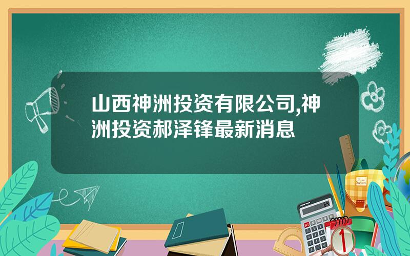 山西神洲投资有限公司,神洲投资郝泽锋最新消息