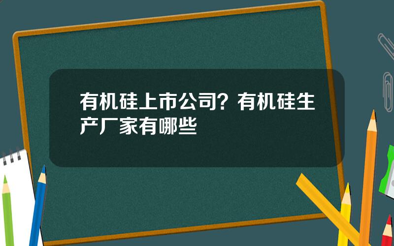 有机硅上市公司？有机硅生产厂家有哪些
