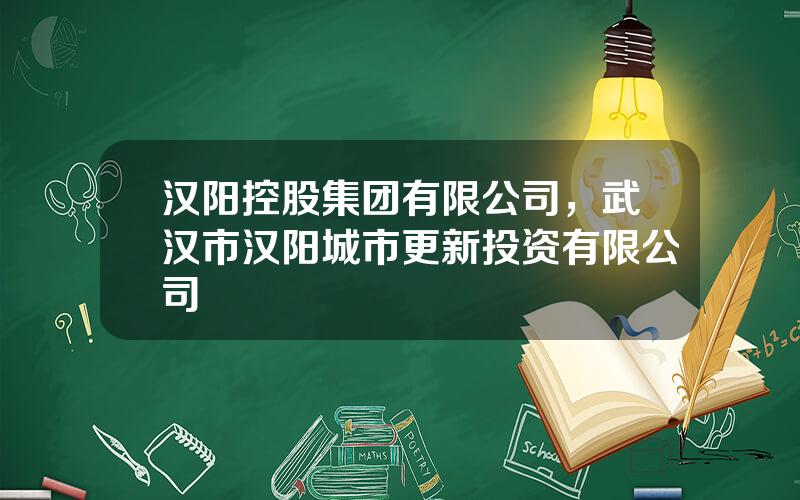 汉阳控股集团有限公司，武汉市汉阳城市更新投资有限公司