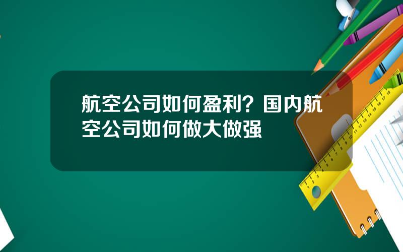 航空公司如何盈利？国内航空公司如何做大做强
